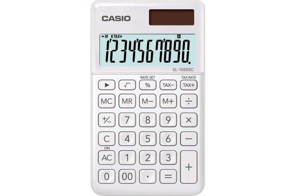 CASIO Casio SL-1000SC Calcolatrice tascabile Bianco Display (cifre): 10 a energia solare, a batteria (L x A x P) 71 x  