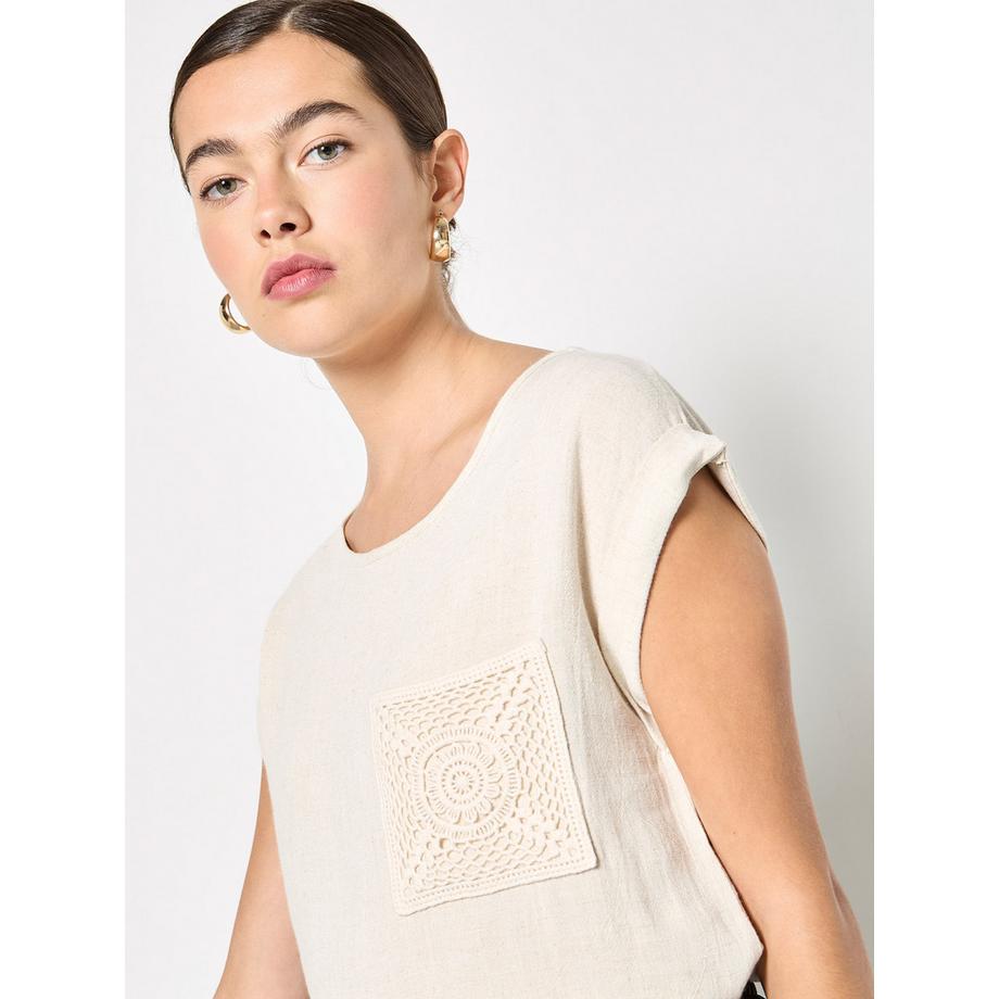APRICOT T-shirt en lin mélangé avec poche au crochet  