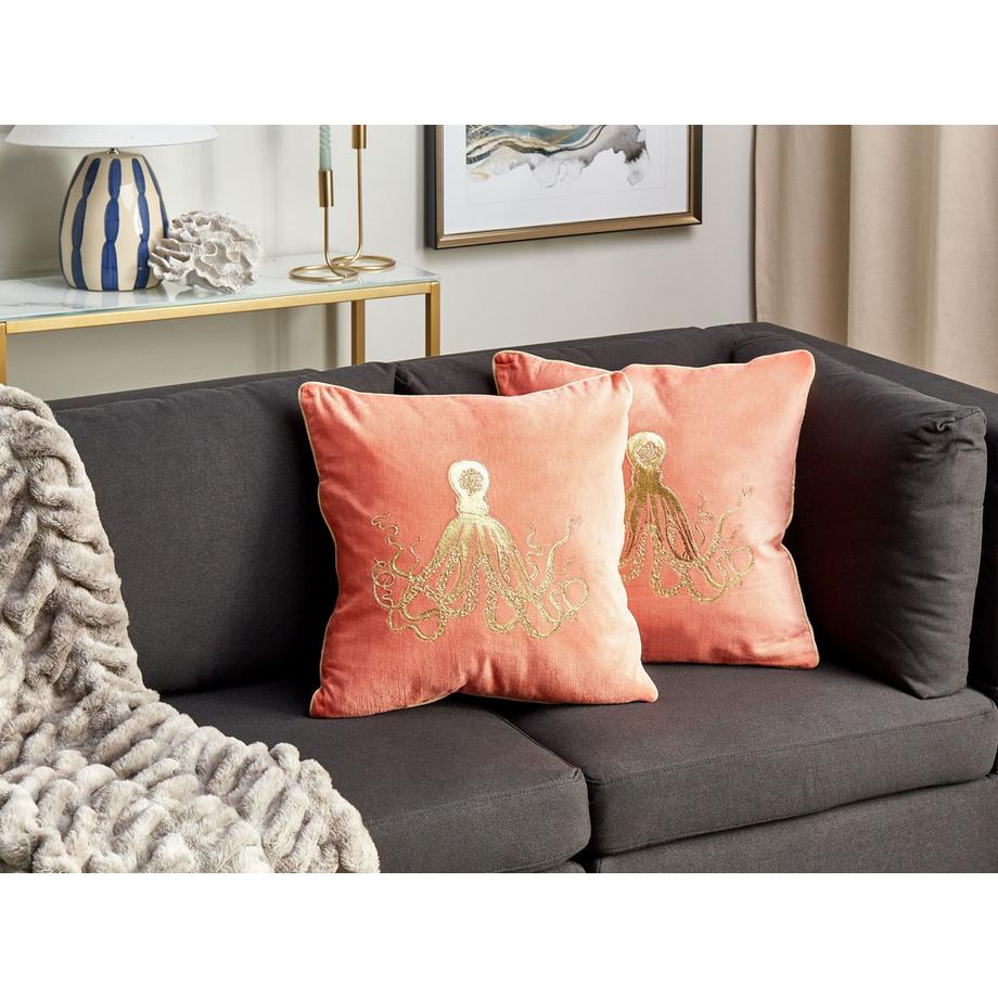 Beliani Lot de 2 coussins décoratifs en Velours  LAMINARIA  