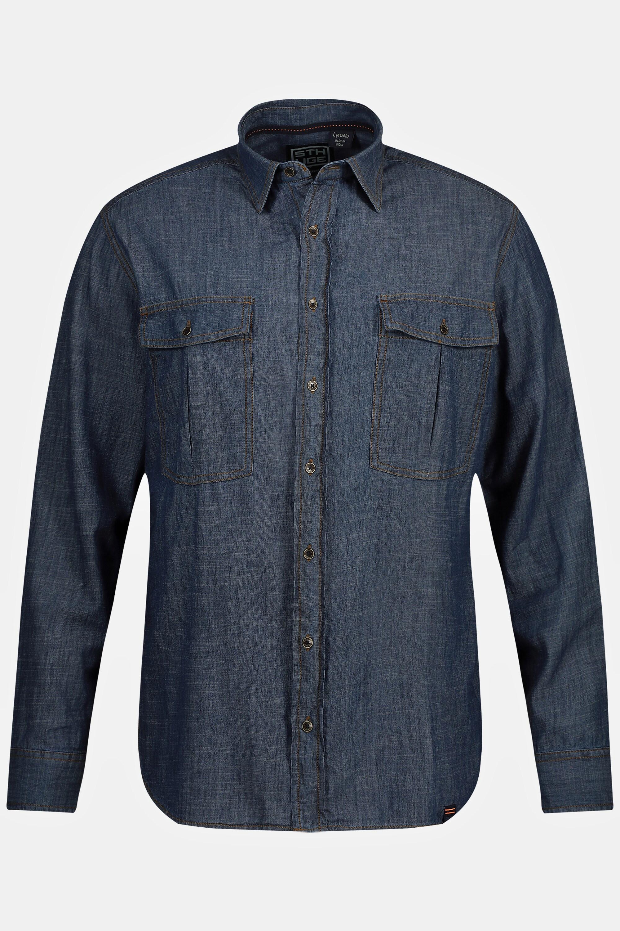 Sthuge  Chemise en jean STHUGE, manches longues et col Kent, coupe Modern Fit jean bleu foncé 