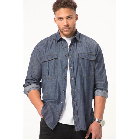 Sthuge  Chemise en jean STHUGE, manches longues et col Kent, coupe Modern Fit jean bleu foncé 