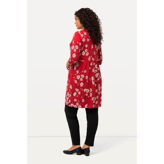 Ulla Popken  Longshirt, Blumen, A-Linie, Rundhals, 3/4-Arm 