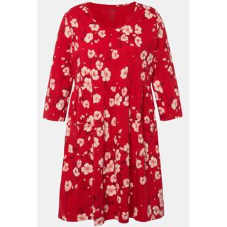 Ulla Popken T-shirt long floral ligne A col rond manches 3/4  