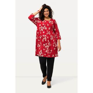 Ulla Popken  Longshirt, Blumen, A-Linie, Rundhals, 3/4-Arm 