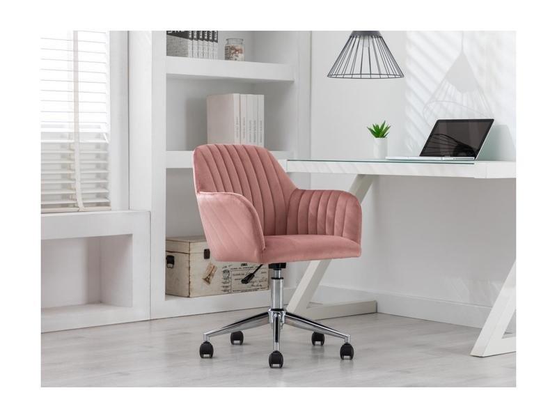 Vente-unique Chaise de bureau - Velours - Rose - Hauteur réglable - ELEANA  