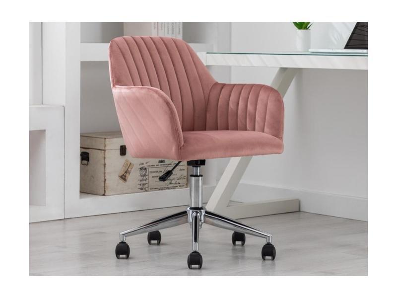 Vente-unique Chaise de bureau - Velours - Rose - Hauteur réglable - ELEANA  