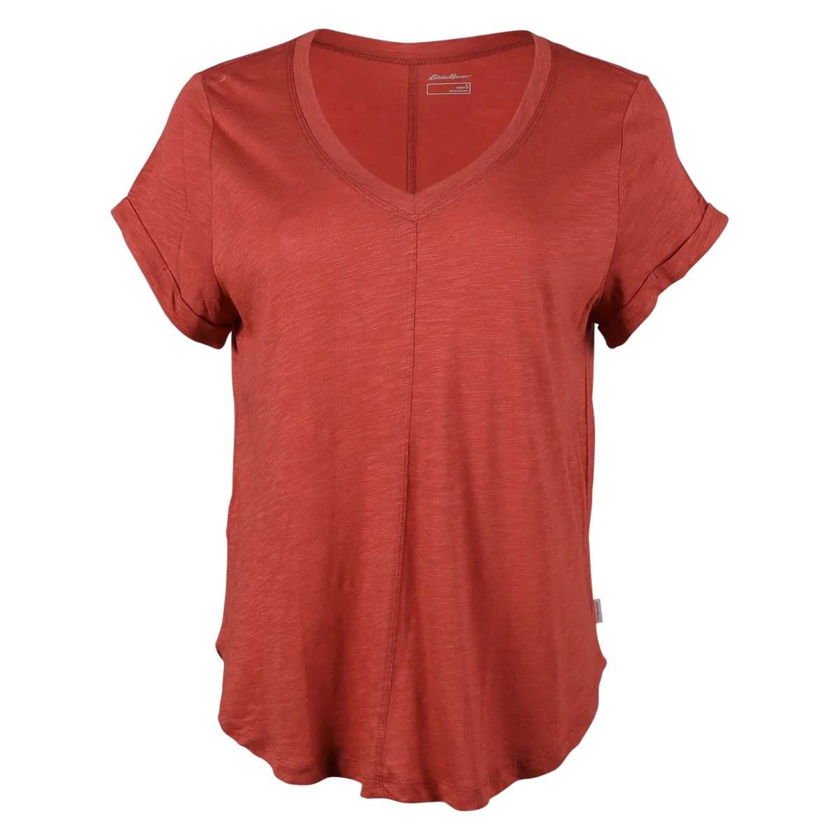 Image of Gate Check Tshirt Vausschnitt Damen Bordeaux XL