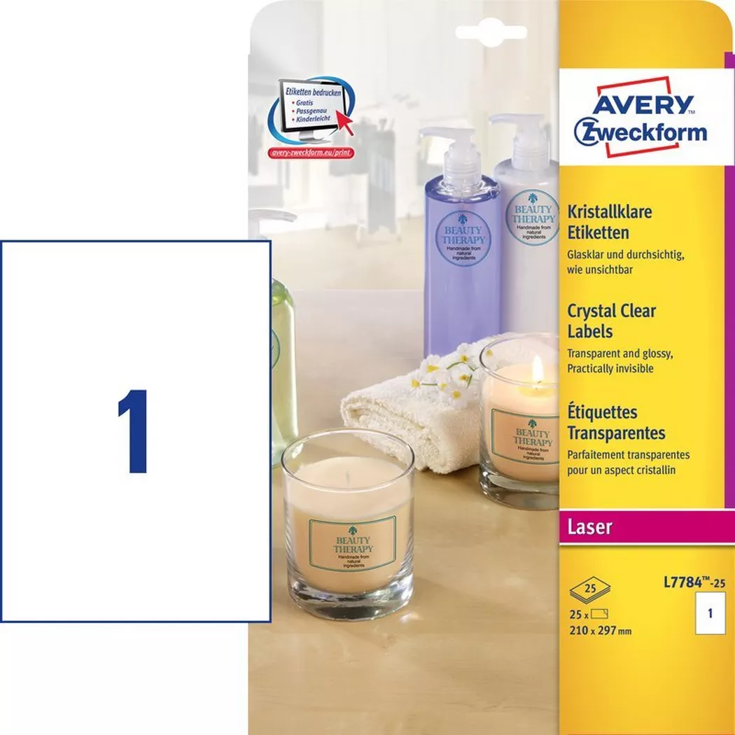 Avery-Zweckform – AVERY ZWECKFORM Etiketten 210x297mm, 25 Stück, One Size, Transparent
