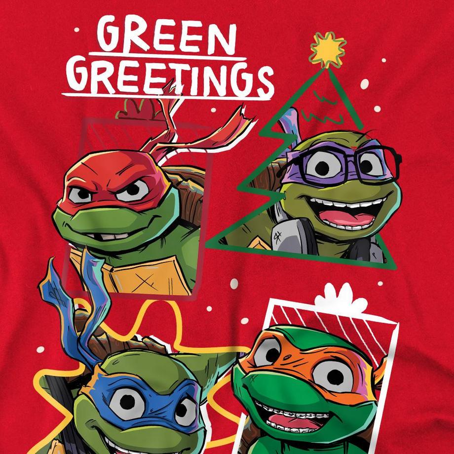 TEENAGE MUTANT NINJA TURTLE  Green Greetings Maglietta Natale 