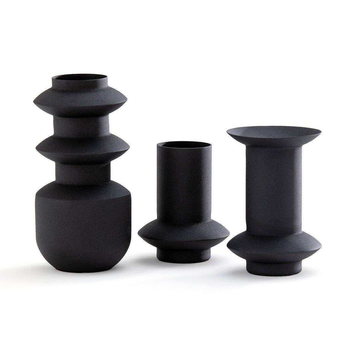 La Redoute Intérieurs Lot de 3 vases design en métal fer texturé Anaïa  
