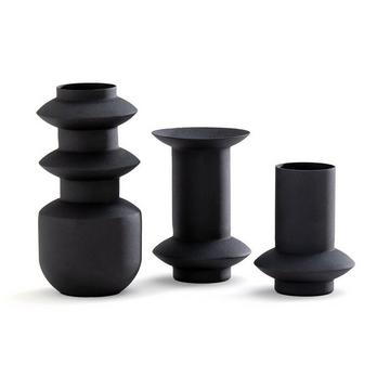 Lot de 3 vases design en métal fer texturé Anaïa