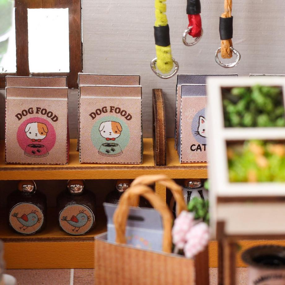 Activity-board  Puppenhaus Miniatur Bausatz, Puppenhaus Bausatz mit Haustierhaus, Bastelminiatur Modellbausätze für Geburtstag Weihnachten 