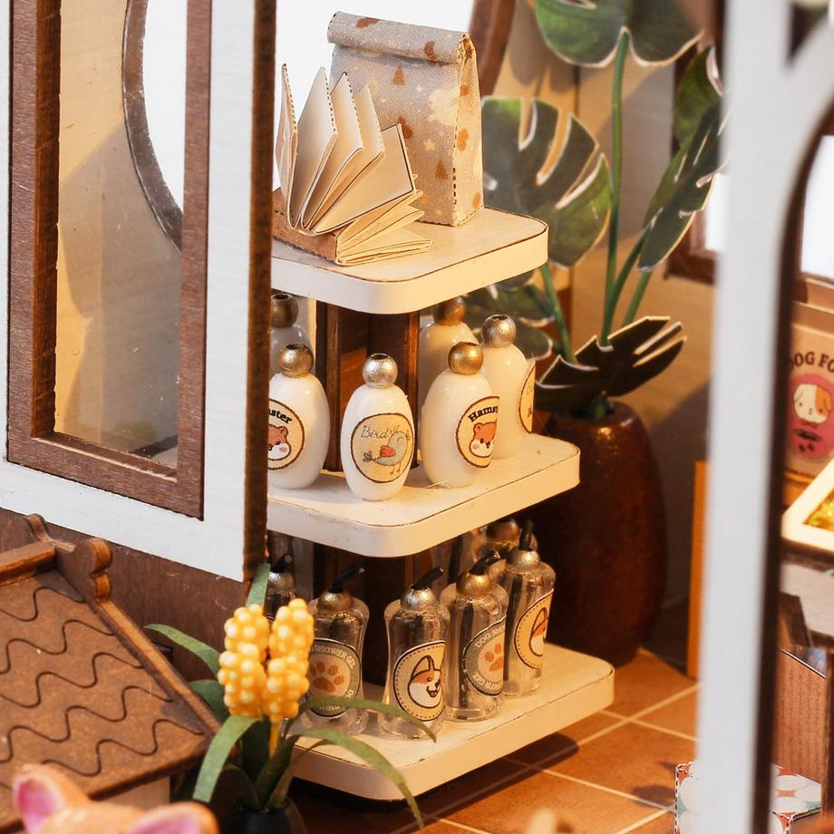 Activity-board  Puppenhaus Miniatur Bausatz, Puppenhaus Bausatz mit Haustierhaus, Bastelminiatur Modellbausätze für Geburtstag Weihnachten 