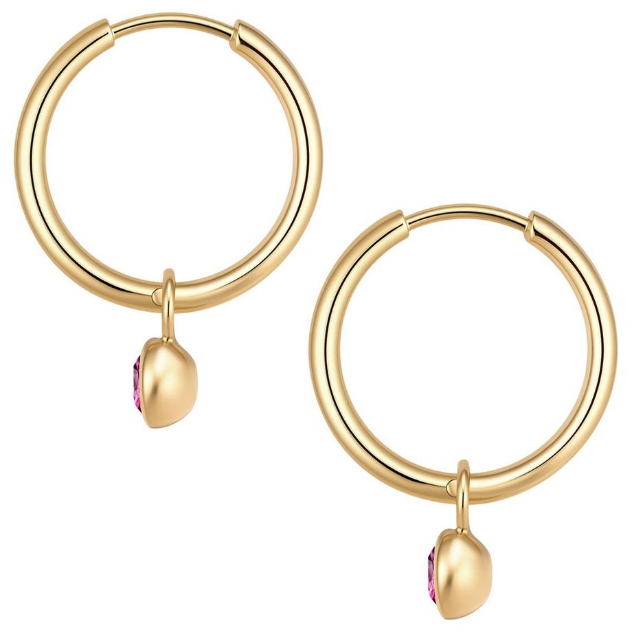 Glanzstücke München  Créoles Pierre de naissance février Acier inoxydable orné de cristaux de Swarovski 