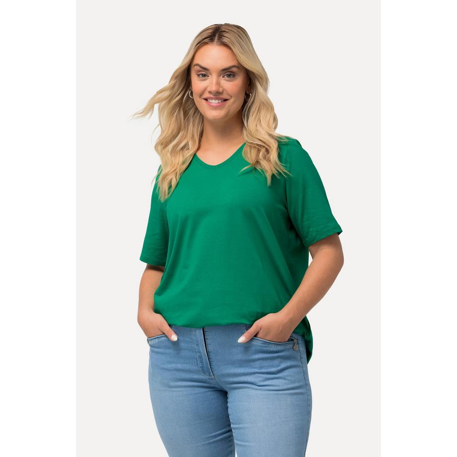 Ulla Popken A-Linie V-Ausschnitt Halbarm T-Shirt  