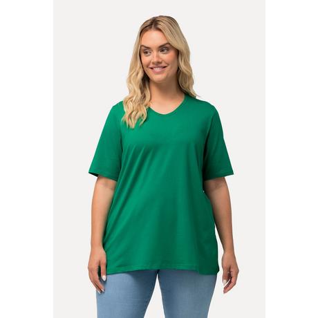 Ulla Popken  T-Shirt, A-Linie, V-Ausschnitt, Halbarm 