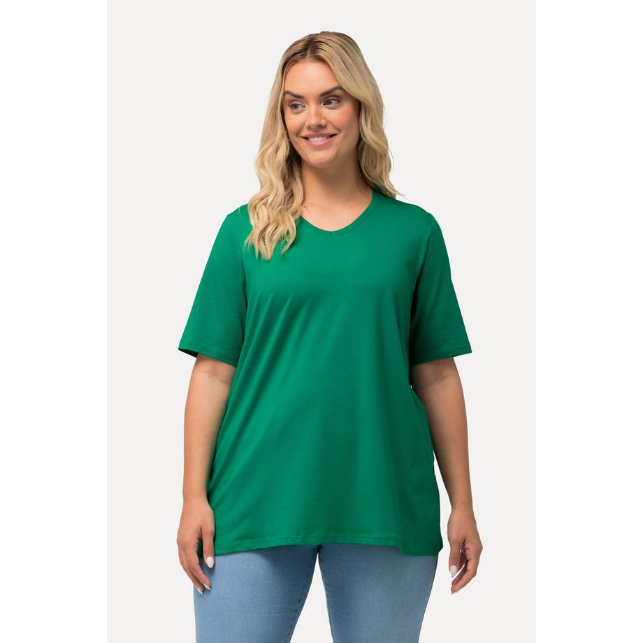 Ulla Popken A-Linie V-Ausschnitt Halbarm T-Shirt  