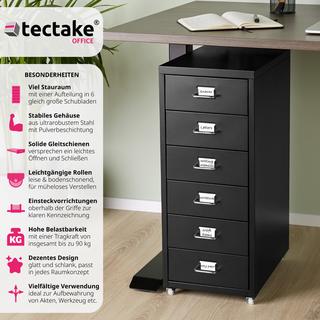 Tectake Caisson de bureau roulant en métal 41x28x69cm  