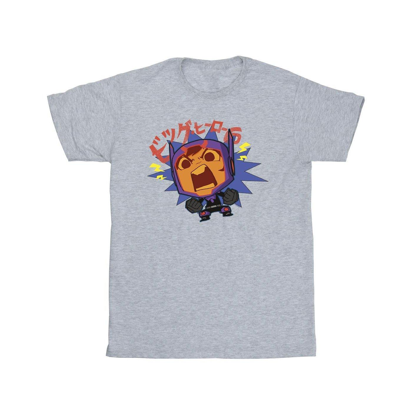 Image of Big Hero 6 Baymax Hiro Angry Manga Tshirt Herren Grau M