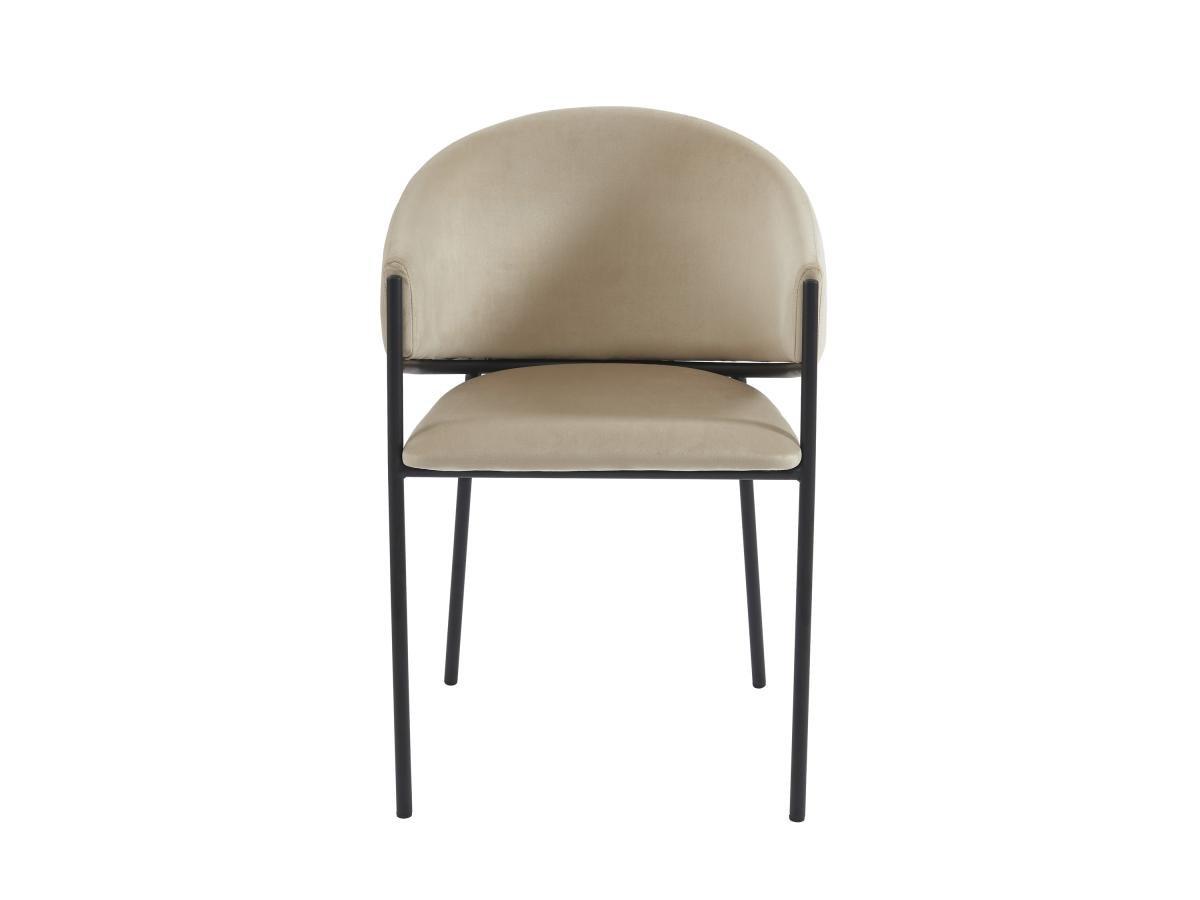 PASCAL MORABITO Lot de 6 chaises avec accoudoirs en velours et métal noir - Beige - ORDIDA de Pascal MORABITO  