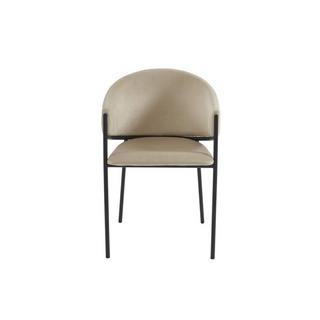 PASCAL MORABITO Lot de 6 chaises avec accoudoirs en velours et métal noir - Beige - ORDIDA de Pascal MORABITO  