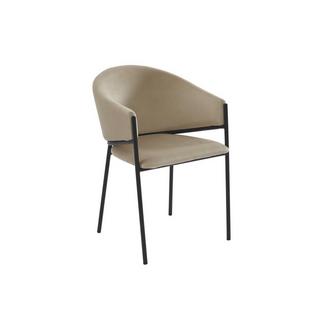 PASCAL MORABITO Lot de 6 chaises avec accoudoirs en velours et métal noir - Beige - ORDIDA de Pascal MORABITO  