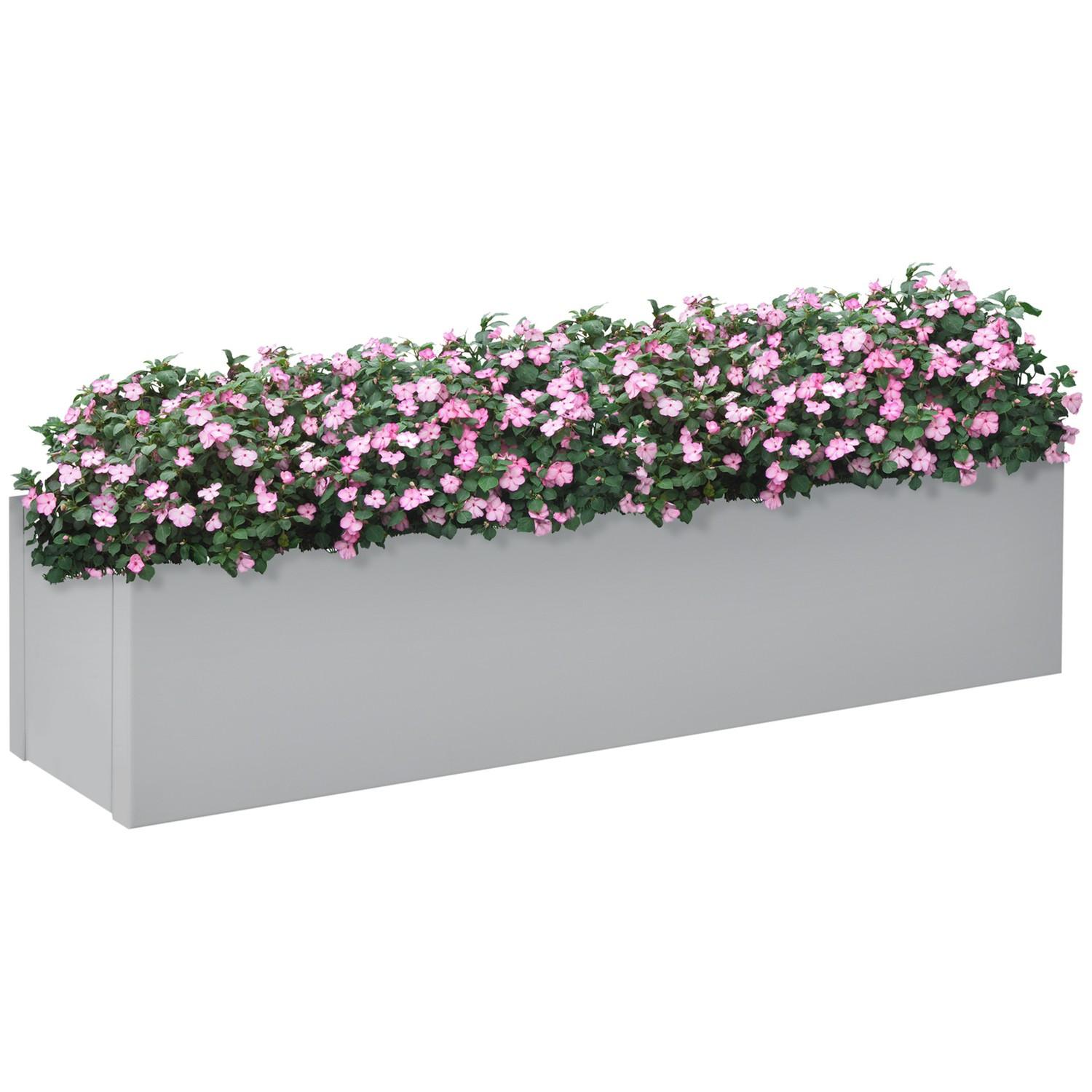 Northio Vaso per piante, vaso per erbe aromatiche, vaso per fiori, in acciaio, balcone, terrazza, grigio, 91x22x22 cm  