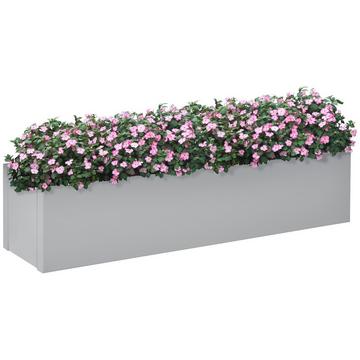 Vaso per piante, vaso per erbe aromatiche, vaso per fiori, in acciaio, balcone, terrazza, grigio, 91x22x22 cm