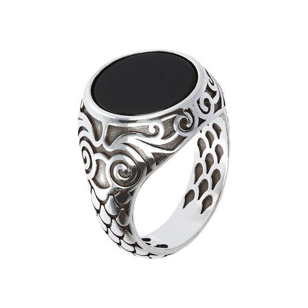 Image of Siegelring Mit Schwarzer Onyx Damen Schwarz 60