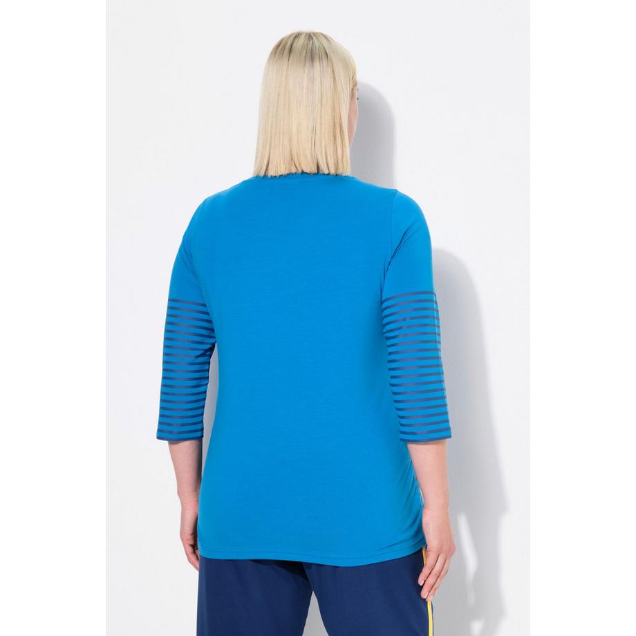 Ulla Popken T-shirt Rayures Bateau en Papier Manches 3/4  