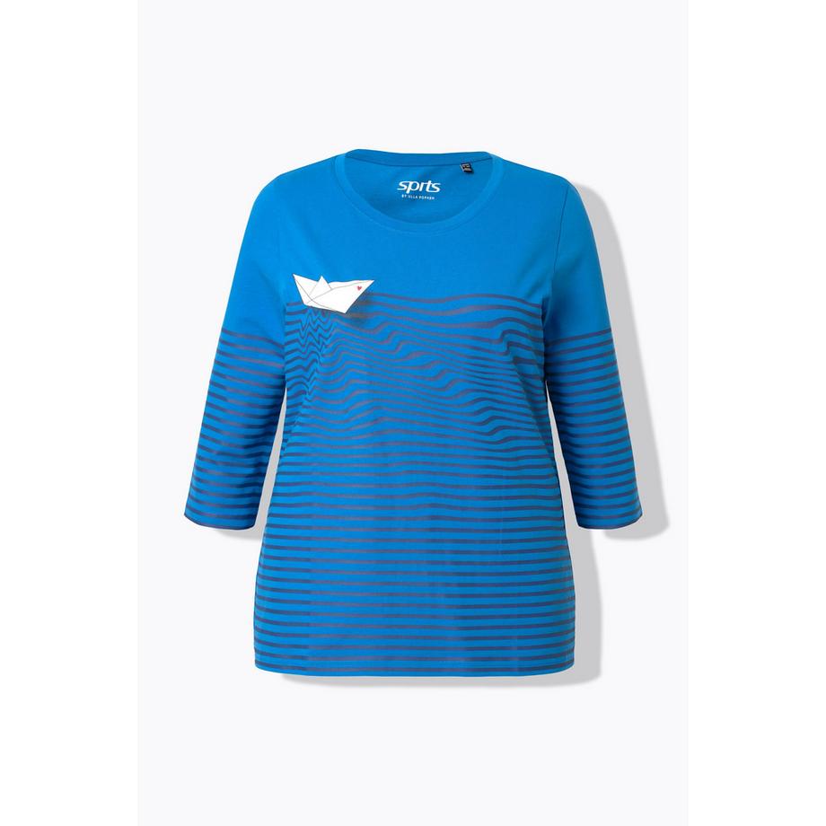 Ulla Popken T-shirt Rayures Bateau en Papier Manches 3/4  