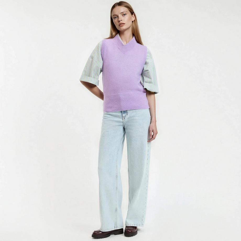 La Redoute Collections Ärmelloser V-Ausschnitt Pullover  