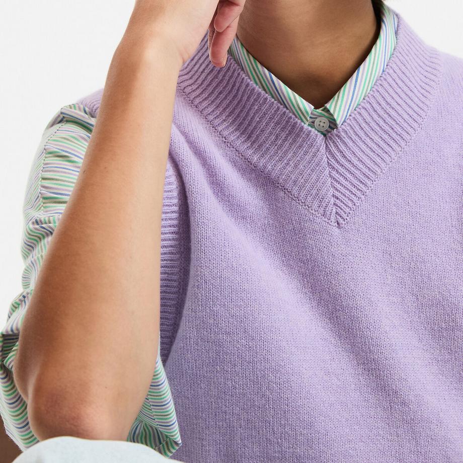 La Redoute Collections Ärmelloser V-Ausschnitt Pullover  