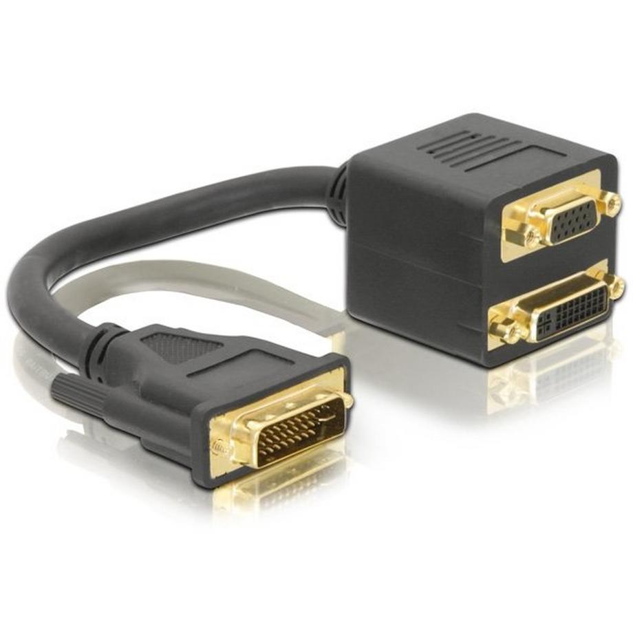 DeLOCK Adapter DVI29 male to DVI29 + VGA female 0,2 m DVI DVI + VGA (D-Sub) Noir