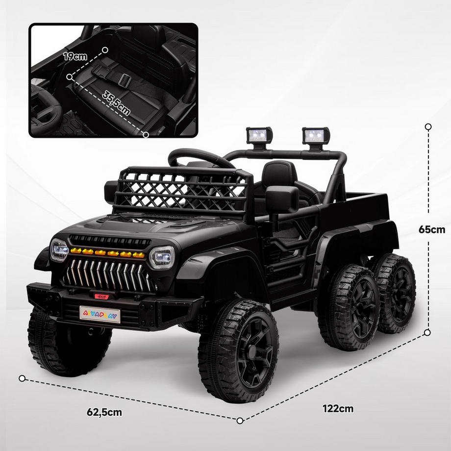 Northio  Kinder Elektroauto, 12 V Geländewagen mit 2,4G Fernbedienung, Anhänger, Kinderfahrzeug mit LED-Lichte, Sanft-Start, Musik und Hupe, 2,5-4 km/h, für 3-8 Jahre Kinder, Schwarz 