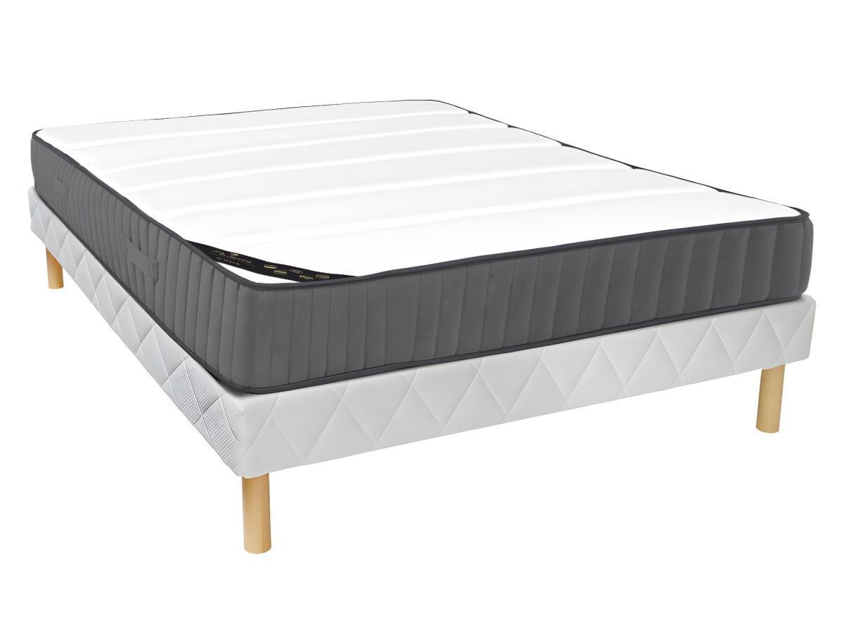 Vente-unique Ensemble 140 x 200 cm sommier + matelas ressorts ensachés 7 zones et mousse haute résilience ép.26cm - AUDACE de PALACIO  