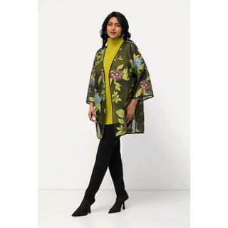 Ulla Popken  Chiffonjacke, florales Design, V-Ausschnitt, 3/4-Arm 