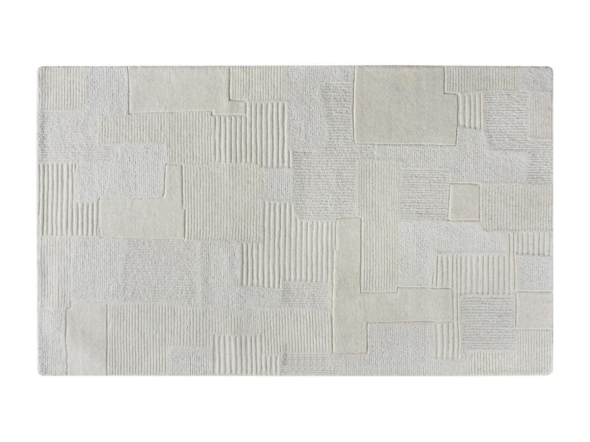 Vente-unique  Tappeto con rilievi 160 x 230 cm 100% Lana di artigianato 1800 g/m2 Avorio - AURORA 