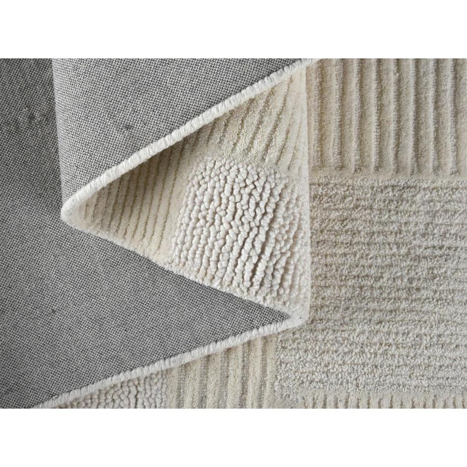 Vente-unique  Teppich - Relief-Optik - 100 % Wolle - handgefertigt - 160 x 230 cm - 1800 g/m2 - Elfenbeinfarben - AURORA 