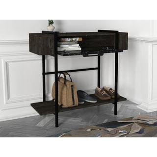 Vente-unique Console avec 1 porte et 1 étagère - Naturel foncé et effet marbre noir - CHENOA  