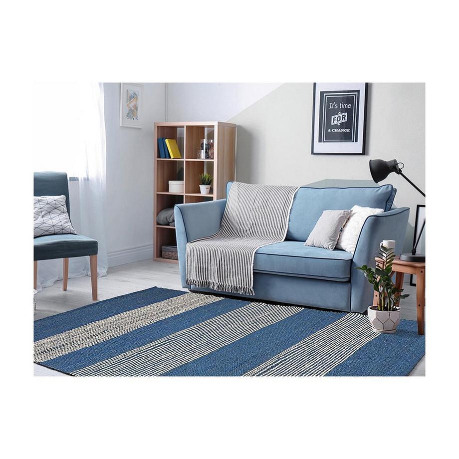 OZAIA Tapis en jute tissé à  la main KOCHI 2 marine  