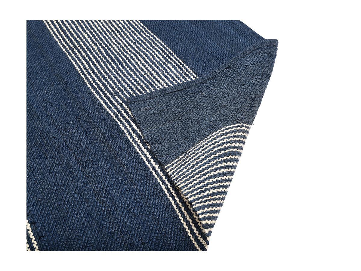 OZAIA Tappeto 2 in Juta tessuto a mano Blu marine e Bianco KOCHI  