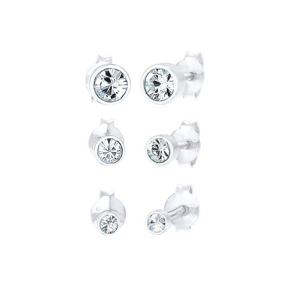Boucles d'Oreilles Ensemble De 3 Avec Cristaux