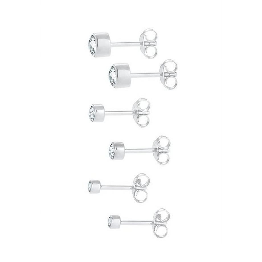 Elli  Boucles d'Oreilles Ensemble De 3 Avec Cristaux 