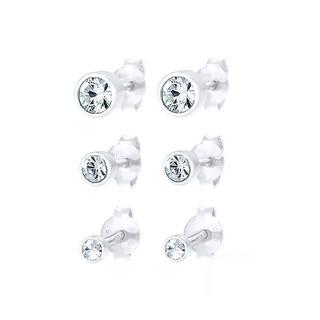 Elli  Boucles d'Oreilles Ensemble De 3 Avec Cristaux 