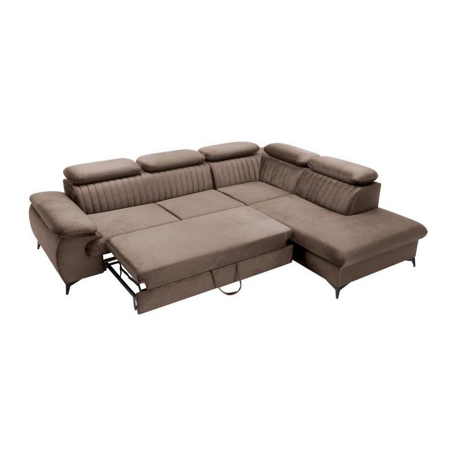 PASCAL MORABITO Großes Ecksofa mit Schlaffunktion - Ecke rechts - Samt - Taupe - SAMARA von Pascal Morabito  