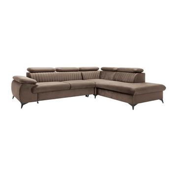 Großes Ecksofa mit Schlaffunktion - Ecke rechts - Samt - Taupe - SAMARA von Pascal Morabito