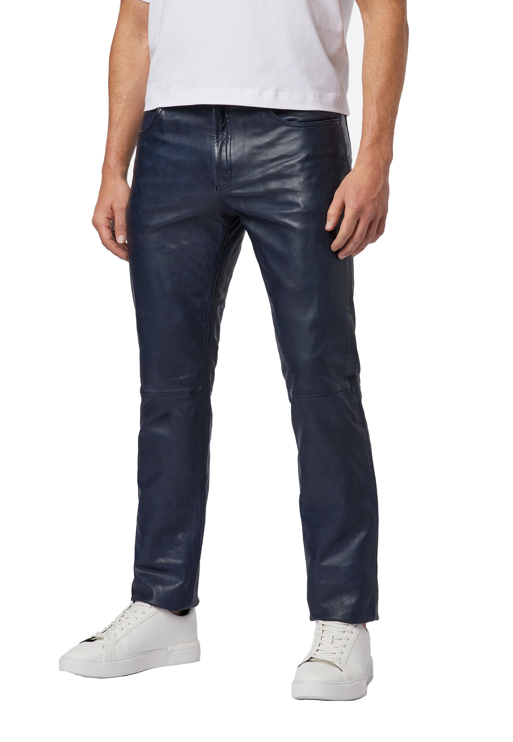 RICANO  Pantalon en cuir pour homme, Trant Pant, jeans en cuir à cinq poches en cuir d'agneau lavé. 