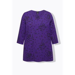 Ulla Popken  Shirt, Tupfen, Tunika-Ausschnitt, 3/4-Arm 