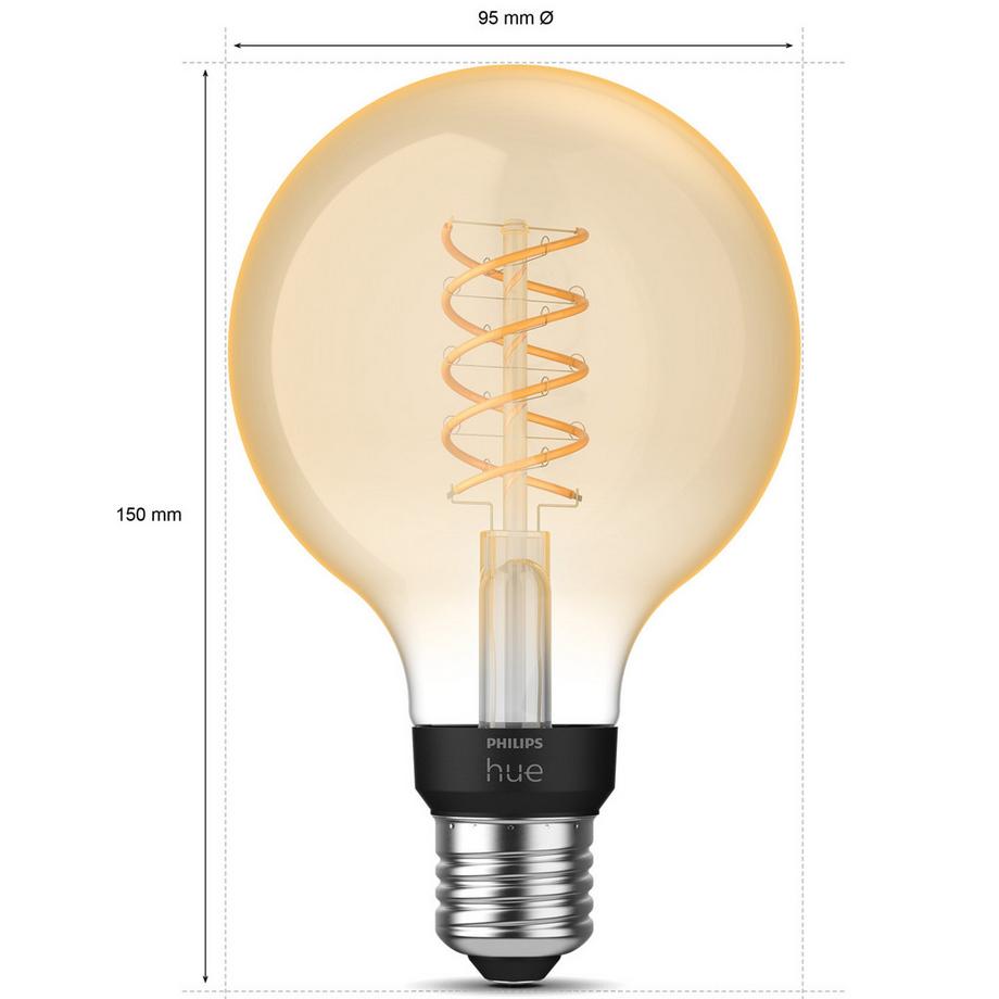 PHILIPS Tonalità Filamento Bianco E27 Globo G93  